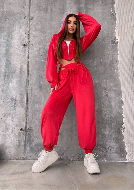 Велюровий комплект: кофта з корсетними елементами + джогери з імітацією трусиків | PUSHKA SHOP