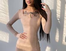 Платье-мини, декорированное кружевом  Платье-мини, декорированное кружевом  | PUSHKA SHOP