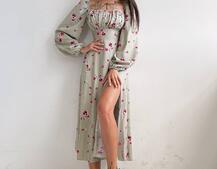 Сукня міді з розрізом в квітковий принт + прозорий корсет Сукня міді з розрізом в квітковий принт + прозорий корсет | PUSHKA SHOP