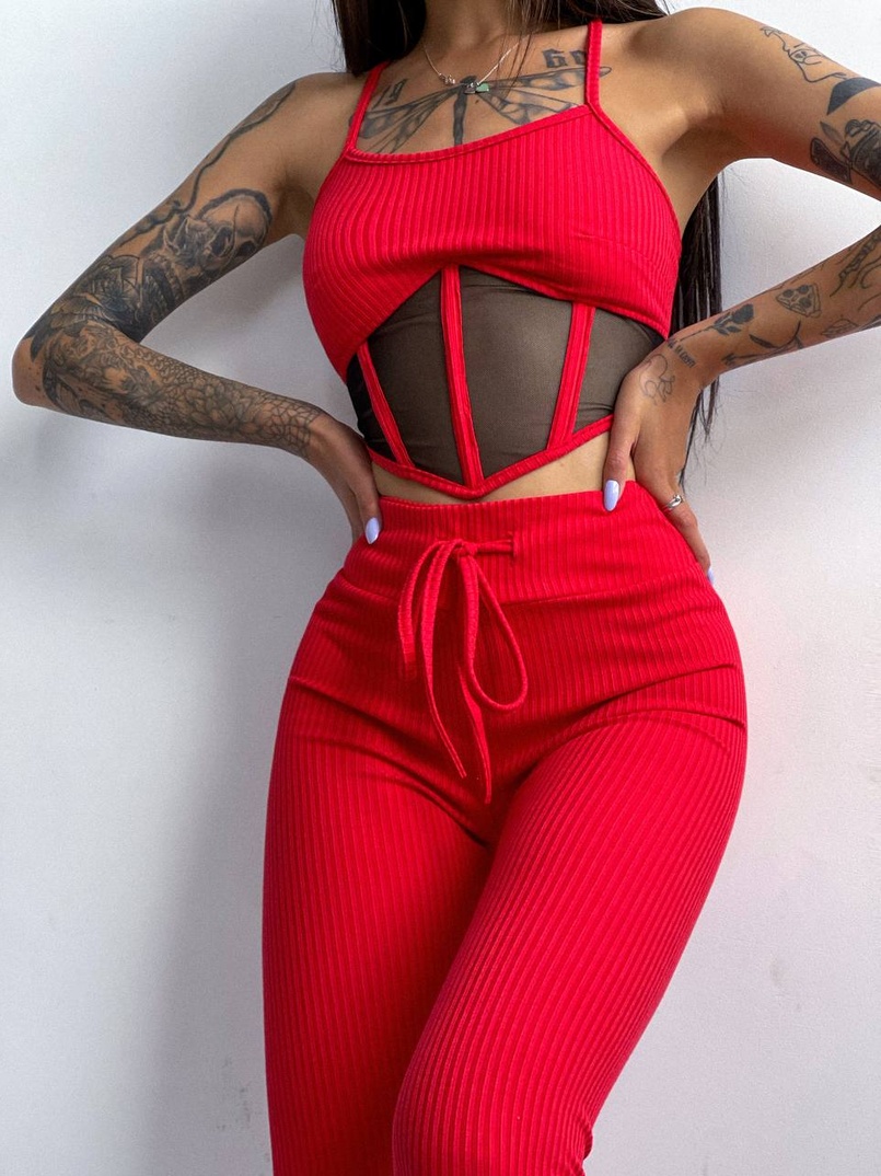 Трикотажный комплект: корсетный топ на косточках + леггинсы Трикотажный комплект: корсетный топ на косточках + леггинсы | PUSHKA SHOP