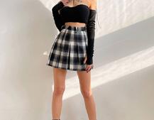 Комплект: трикотажный топ с чашечками push up + юбка в складку   | PUSHKA SHOP