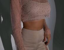 Комплект: топ + штани із сіткою зі стразами Комплект: топ + штани із сіткою зі стразами | PUSHKA SHOP