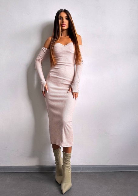 Трикотажна сукня міді  з чашечками  | PUSHKA SHOP