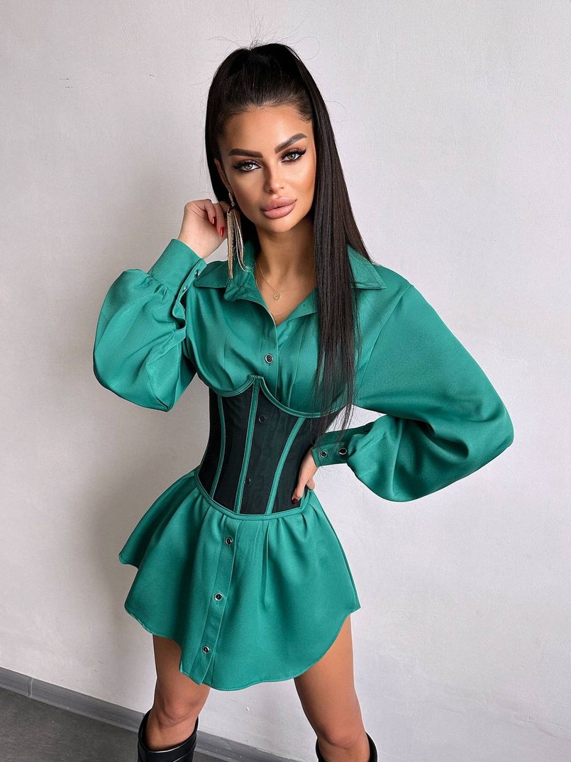 Приталена сорочка + корсет  | PUSHKA SHOP