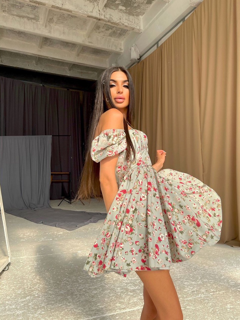 Летнее цветочное платье с завязками на груди  Летнее цветочное платье с завязками на груди  | PUSHKA SHOP