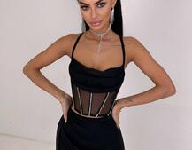 Комплект: корсет декорований стразами + спідниця максі  | PUSHKA SHOP