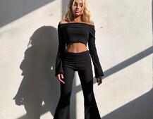 Трикотажний комплект: топ із хомутом + штани кльош | PUSHKA SHOP