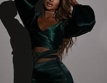 Атласний комплект, бахромою зі стразами  Ручна робота, прикраса пришита  | PUSHKA SHOP