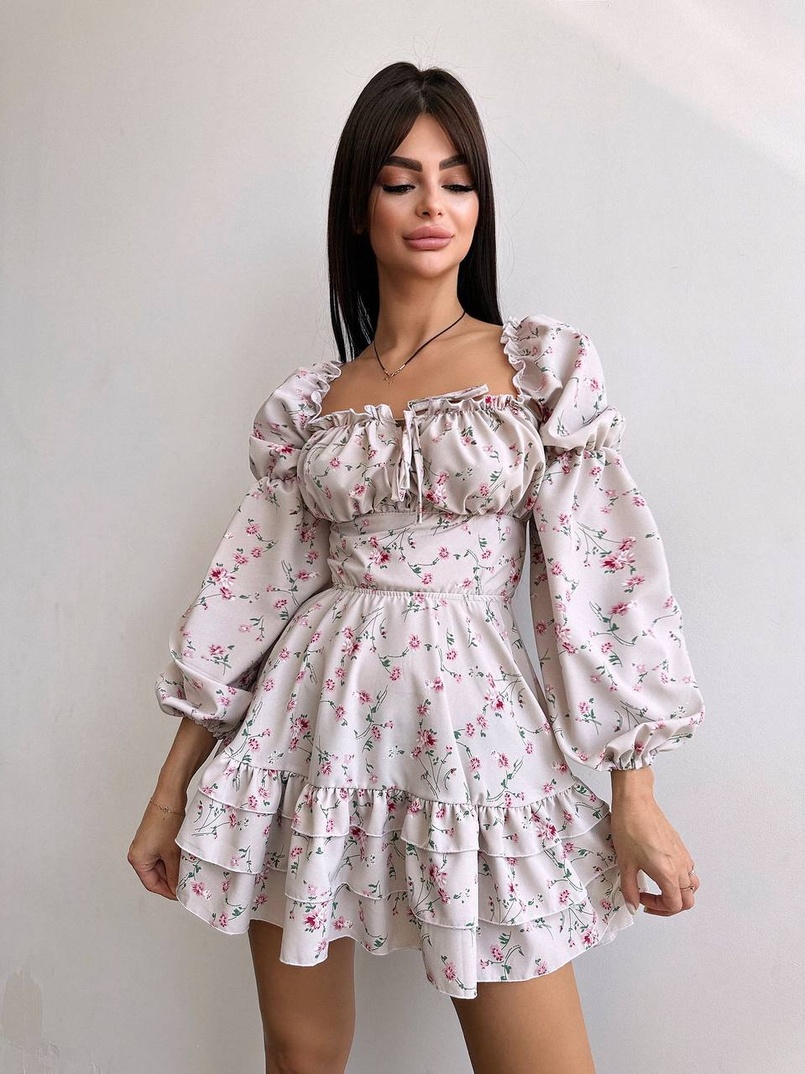 Квіткова сукня з воланами та шнуровкою по спинці Квіткова сукня з воланами та шнуровкою по спинці | PUSHKA SHOP