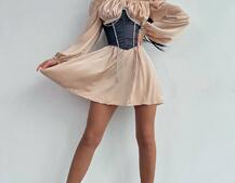 Приталена сукня з шовку  + корсет декорований стразами  Ручна робота  | PUSHKA SHOP