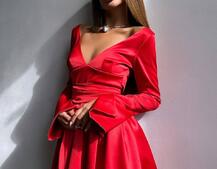 Атласна корсетна сукня  з пишною спідницею та зав‘язками на талії | PUSHKA SHOP