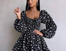 Сукня з квітковим принтом з воланами на ґудзиках  Сукня з квітковим принтом з воланами на ґудзиках  | PUSHKA SHOP