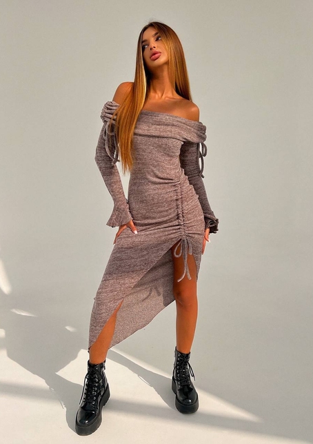 Трикотажна сукня міді з хомутом   | PUSHKA SHOP