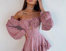 Сукня з квітковим принтом з воланами на ґудзиках Сукня з квітковим принтом з воланами на ґудзиках | PUSHKA SHOP