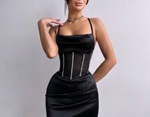 Комплект: корсет, декорований стразами + спідниця міні з драпіруванням   Комплект: корсет, декорований стразами + спідниця міні з драпіруванням   | PUSHKA SHOP