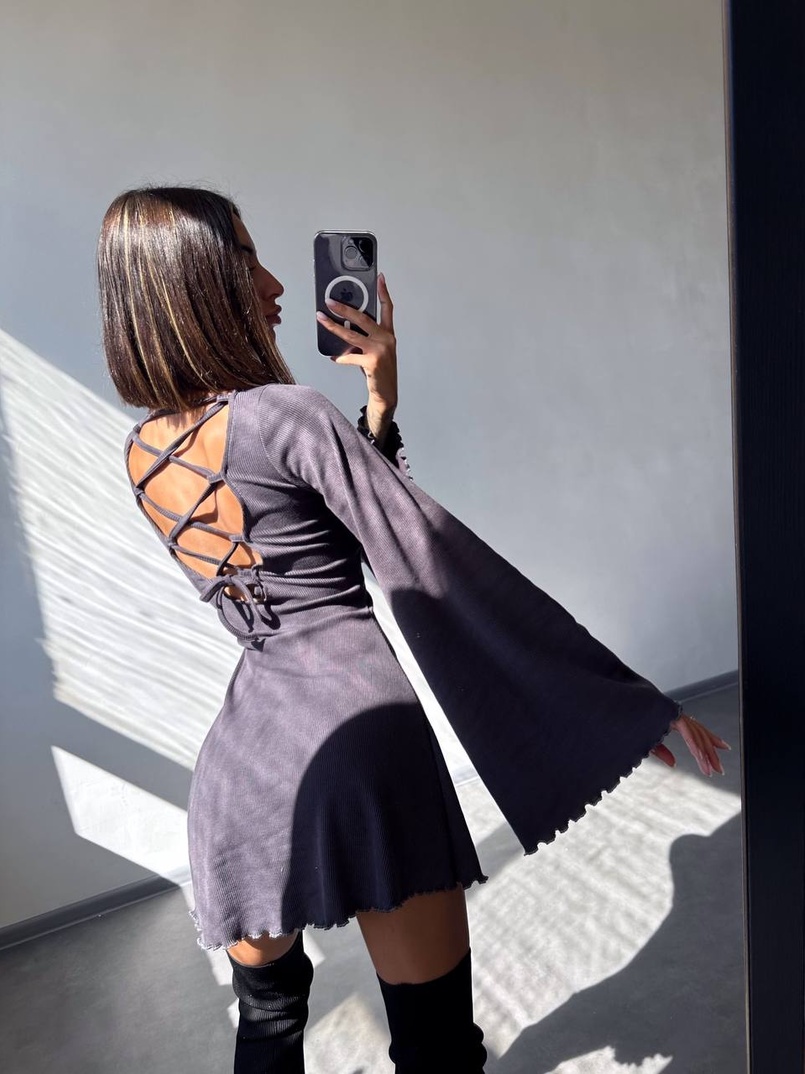 Трикотажна сукня зі шнурівкою на спинці    | PUSHKA SHOP