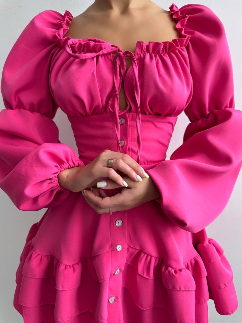 Сукня з воланами на ґудзиках  | PUSHKA SHOP