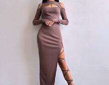 Трикотажна сукня з зав’язкою на ніжку   | PUSHKA SHOP