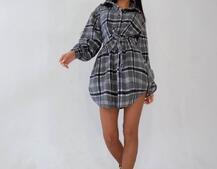 Тёплое байковое платье-рубашка в клетку Тёплое байковое платье-рубашка в клетку | PUSHKA SHOP