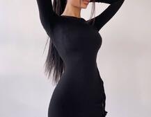 Трикотажное платье по фигуре  со шнуровкой  | PUSHKA SHOP