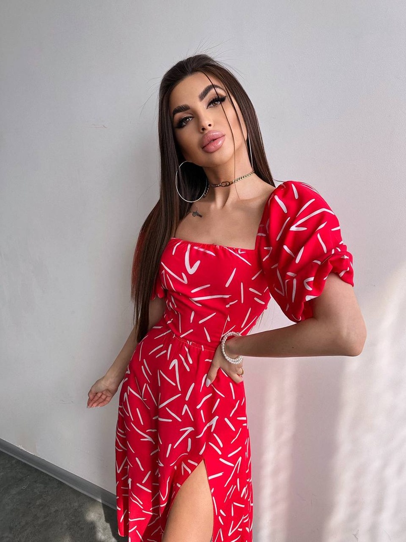 Сукня -міді зі шнурівкою на спинці та розрізом на ніжці | PUSHKA SHOP