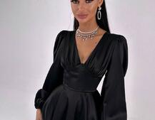 Атласна корсетна сукня  з пишною подвійною спідницею  | PUSHKA SHOP