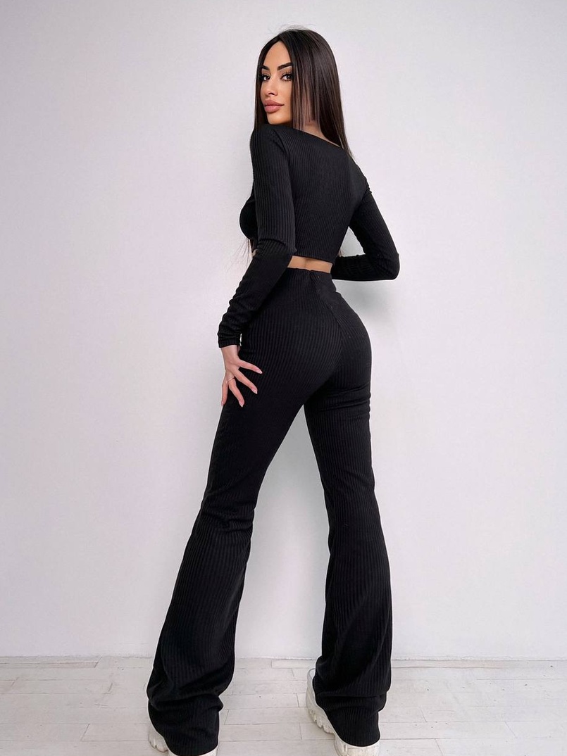 Комплект : штани кльош і топ , декорований метеликами Комплект : штани кльош і топ , декорований метеликами | PUSHKA SHOP