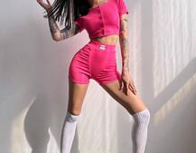 Комплект: топ на ґудзиках + велосипедки | PUSHKA SHOP