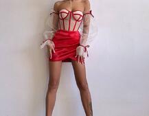 Атласний  комплект: корсет + спідниця  | PUSHKA SHOP