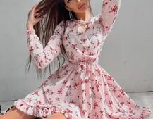 Платье в цветочный принт с оборками | PUSHKA SHOP