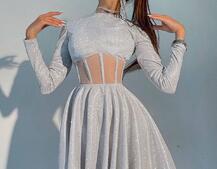 Приталена блискуча сукня з корсетною вставкою та пишною спідницею-сонцем | PUSHKA SHOP