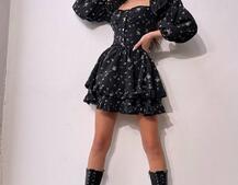 Лялькова сукня з пишною спідницею та корсетним верхом з ніжним квітковим принтом  | PUSHKA SHOP