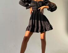 Платье с чашечками и пышной юбкой с оборками   | PUSHKA SHOP