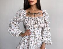 Квіткова сукня на ґудзиках з воланами Квіткова сукня на ґудзиках з воланами | PUSHKA SHOP