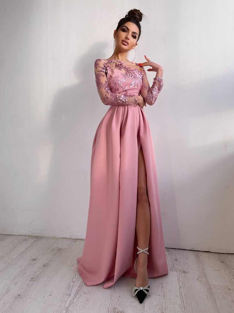 Сукня максі з паєтками та розрізом на спідниці | PUSHKA SHOP