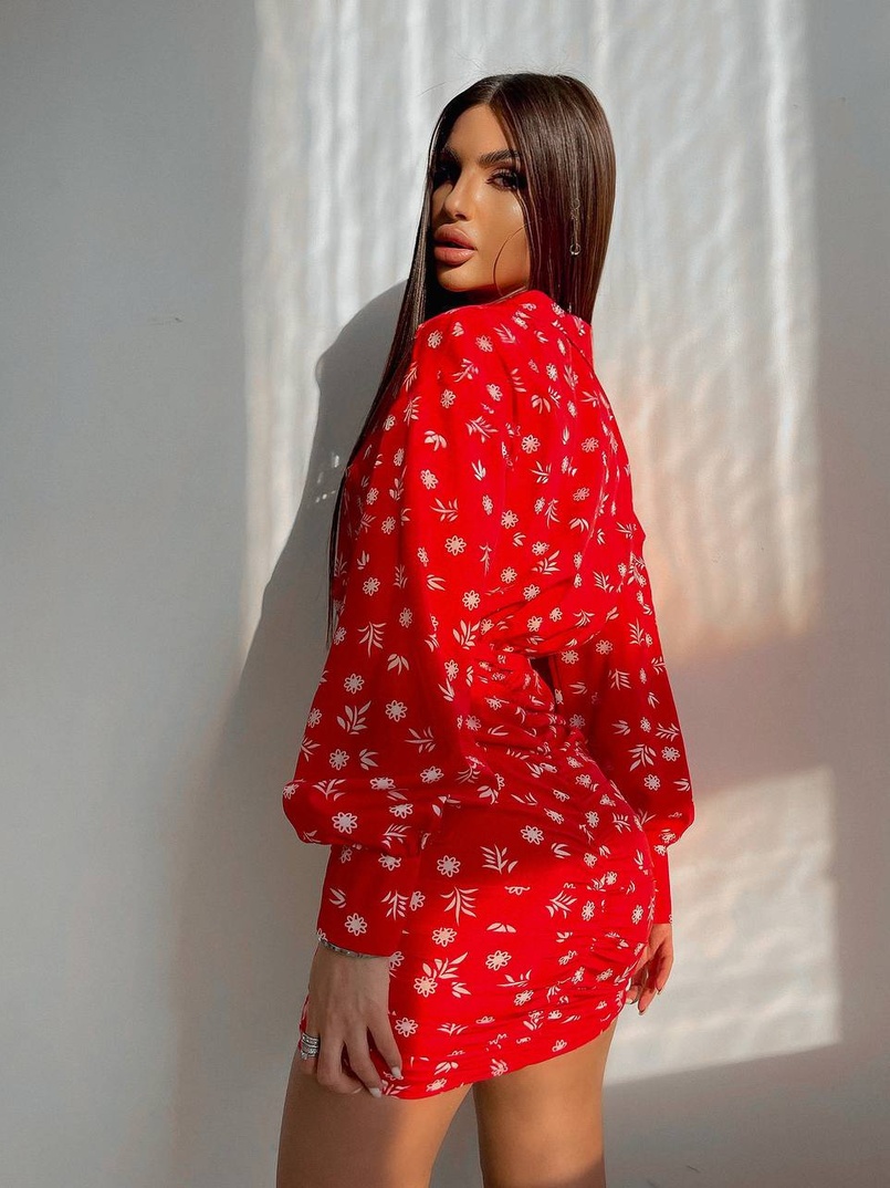 Платье-рубашка с присобранной юбкой  | PUSHKA SHOP