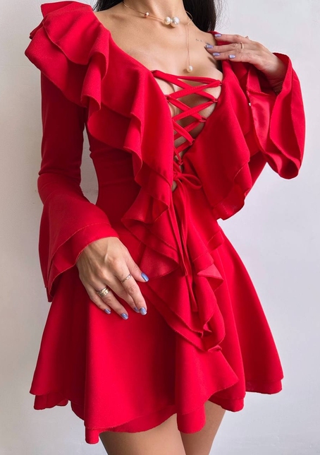 Сукня з з воланами на ґудзиках  | PUSHKA SHOP