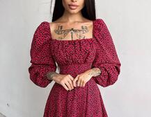 Приталена сукня з принтом  + прозорий корсет | PUSHKA SHOP