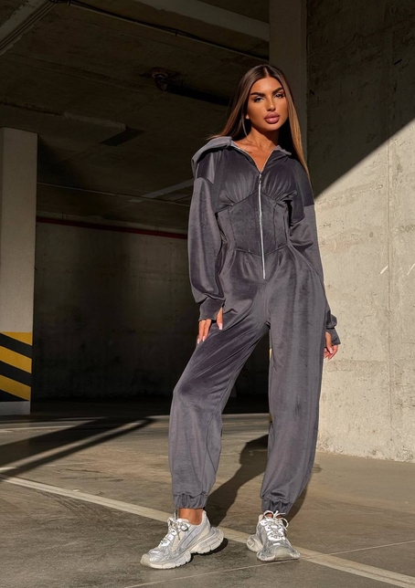 Велюровий комбінезон з елементами корсету | PUSHKA SHOP