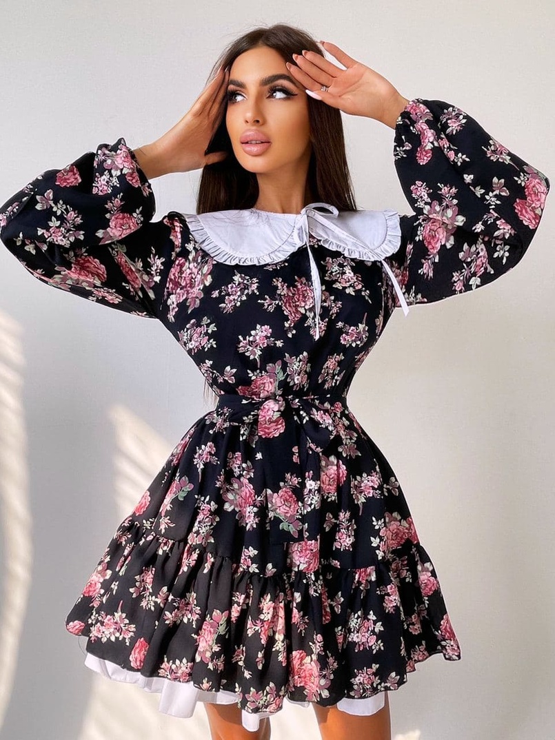 Платье со съёмным воротничком и подъюбником Платье со съёмным воротничком и подъюбником | PUSHKA SHOP