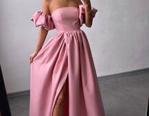 Сукня максі  з розрізом на спідниці та об’ємними рукавами  | PUSHKA SHOP