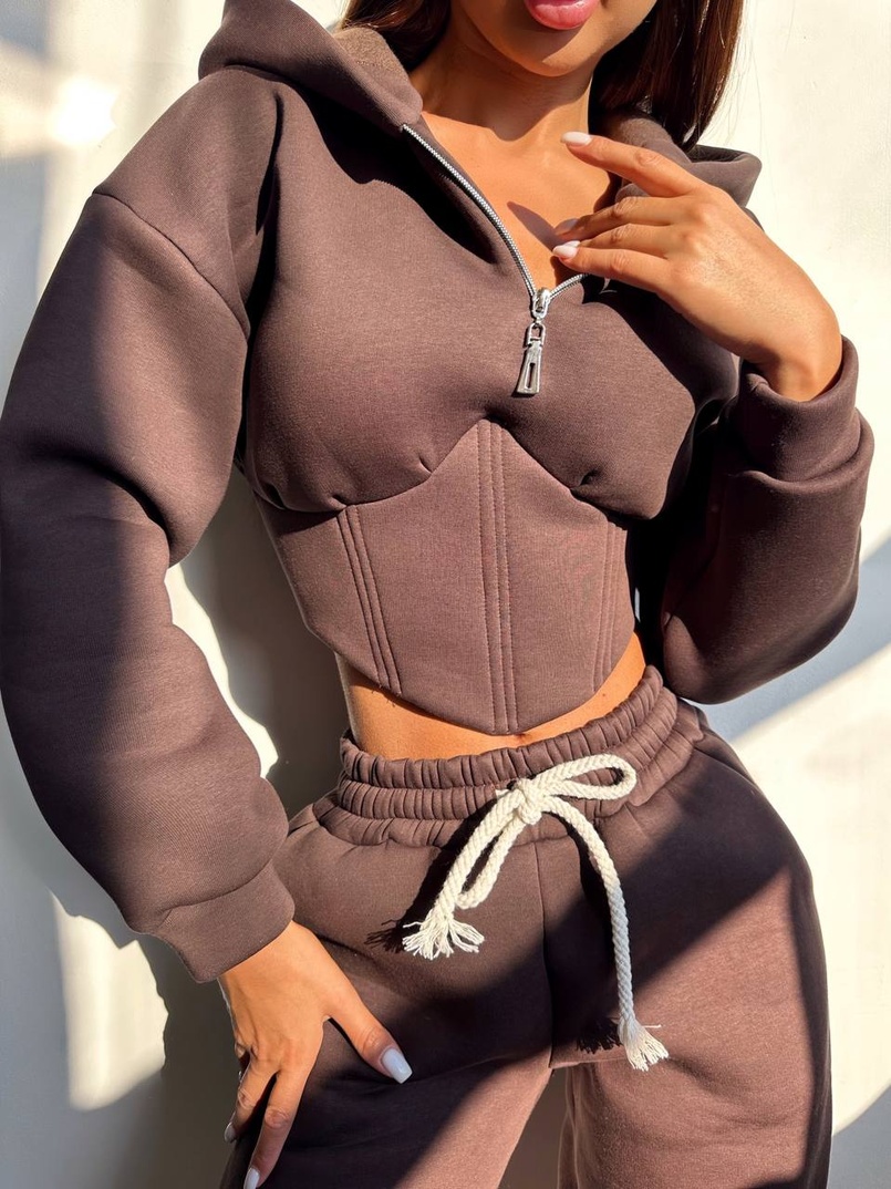 Комплект на флісі : худі з елементами корсету + штани Комплект на флісі : худі з елементами корсету + штани | PUSHKA SHOP
