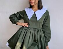 Котонова сукня з комірцем + бант  | PUSHKA SHOP