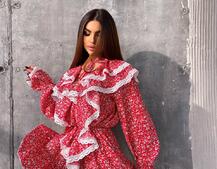 Сукня з квітковим принтом декорована мереживом    | PUSHKA SHOP