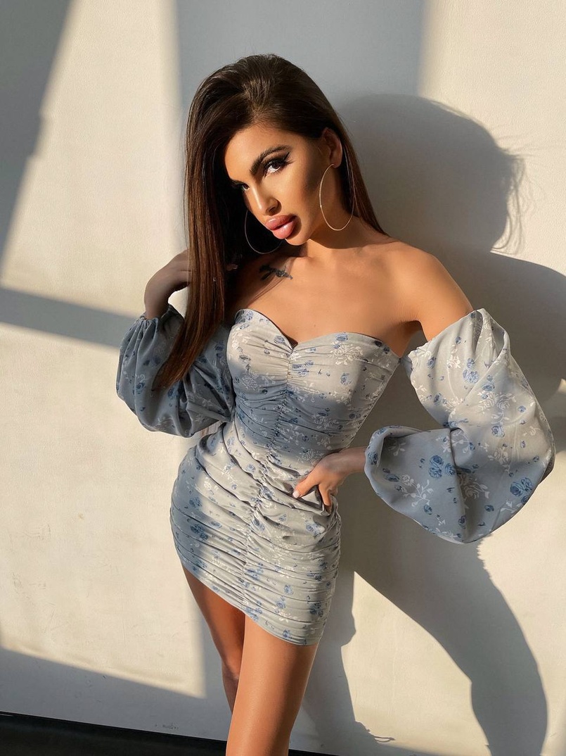 Сукня з квітковим принтом та драпіруванням   Сукня з квітковим принтом та драпіруванням   | PUSHKA SHOP