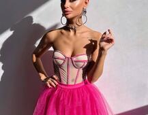 Комплект: корсет бюстьє декорований стразами + пишна спідниця максі  Ручна робота  | PUSHKA SHOP