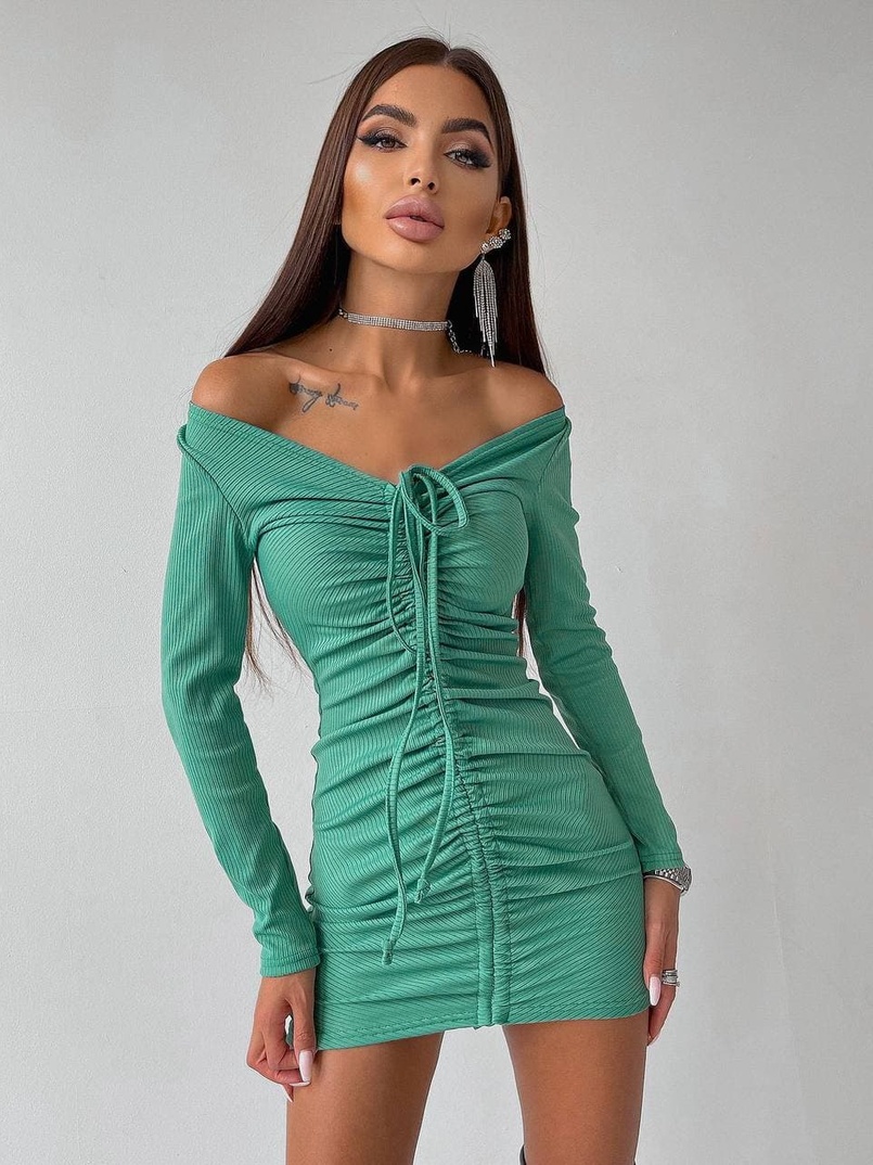 Платье-мини с затяжкой Платье-мини с затяжкой | PUSHKA SHOP