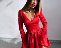 Атласна корсетна сукня  з пишною спідницею та зав‘язками на талії | PUSHKA SHOP