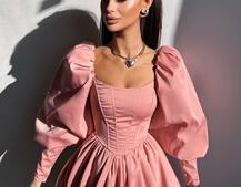 Сукня з обʼємними рукавами та спідницею балоном  | PUSHKA SHOP