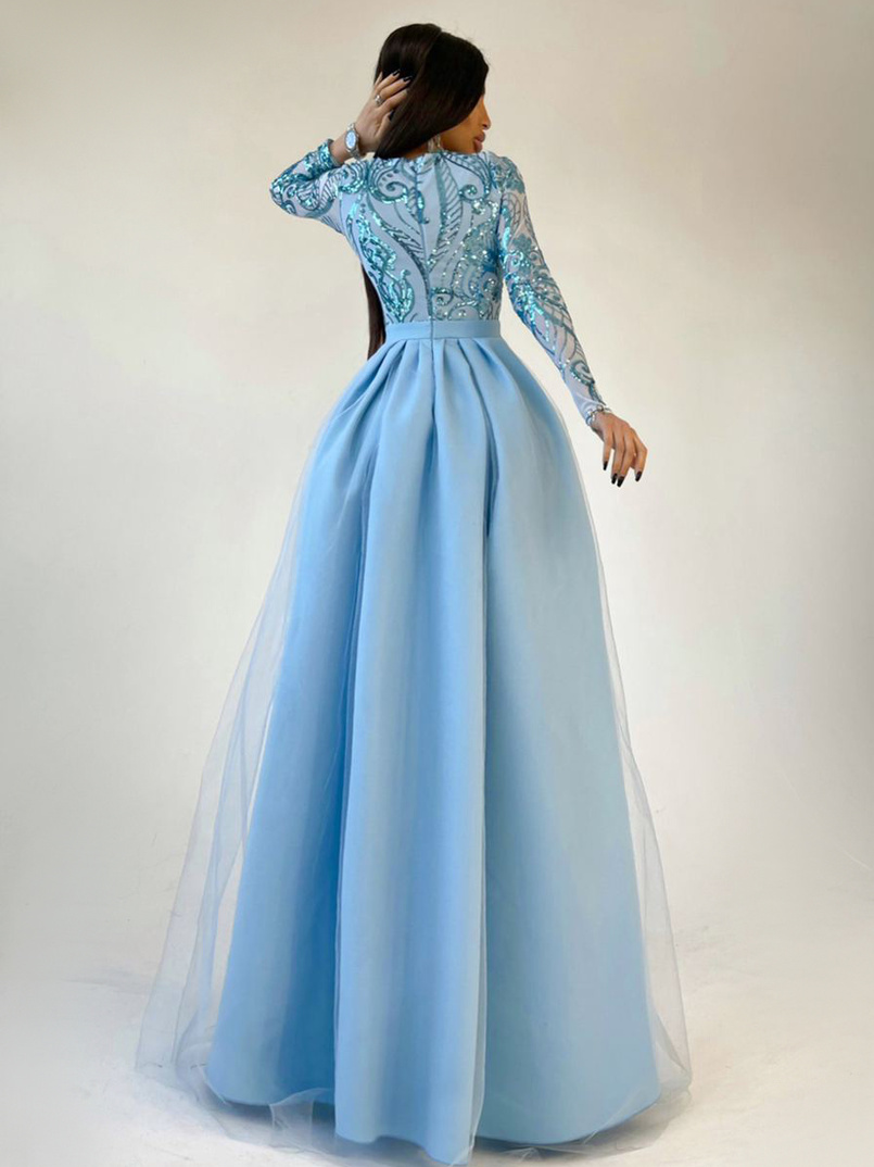 Платье-макси с пышной юбкой и блестящим верхом Платье-макси с пышной юбкой и блестящим верхом | PUSHKA SHOP